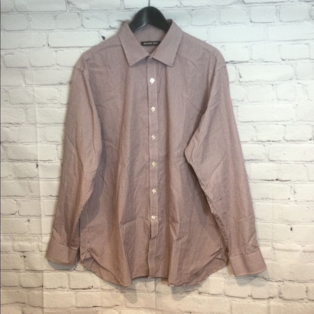 MICHAEL KORS RED CHECK LONG SLEEVE BUTTON DOWN SHIRT EUC SZ 17.5